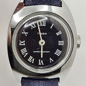 VINTAGE 1970'S 5501-002376 LADIES BLACK DIAL TIMEX ROMAN